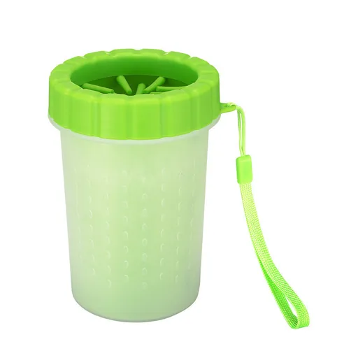 Green Small Size Quick & Easy-Clean Dog Paw Cleaner Cup - PP+TPR Material, Gentle Pet Grooming Tool