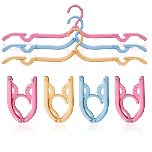 6 Pcs Travel Hangers,Portable Folding Clothes Hangers ，Clothes Drying Rack for Home and Travel （3 Color）