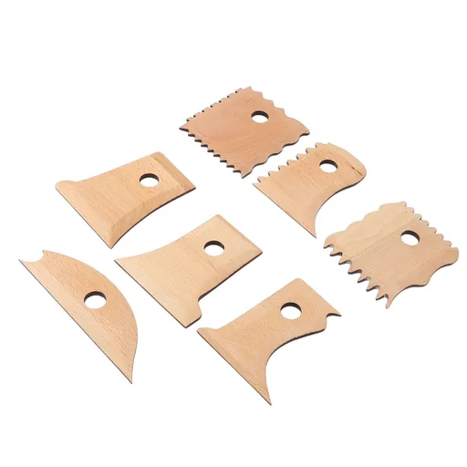 7PCS Pottery Foot Shaper Tools Beech Wood Polished Pottery Ribs Trimming Tools for DIY Clay Sculpture