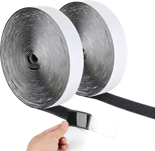 Velcro Self-Adhesive Tape 20mm x 10m Reusable Nylon Fastening Strip Strong Adhesive Black