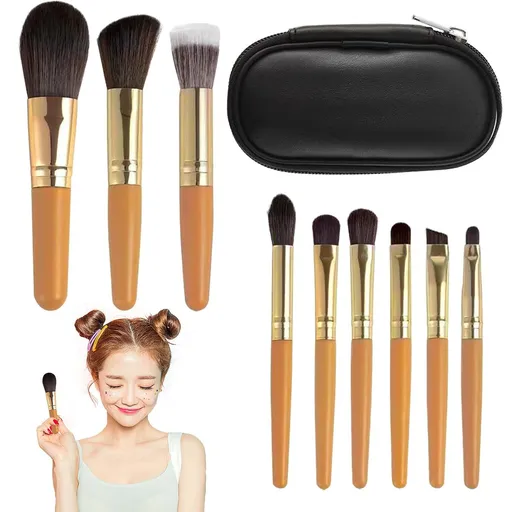 9 PCS Mini Makeup Brushes Set,Portable Travel Make Up Brush with Storage Case for Foundation Brush Eye Shadow Cosmetics