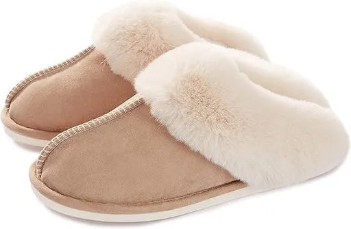 Slippers - Plush Slippers - Winter Slippers - Lounge - Soft - Warm - Non-slip - Beige - Size 38/39