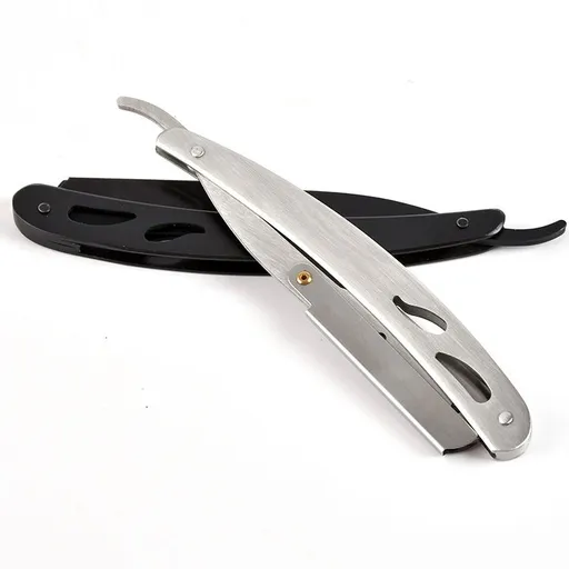 2pc Men Straight Edge Shaving Razor Knife Handle Badger-hair Beard Shaving Brush Tool Kit and Refill Blades Kit