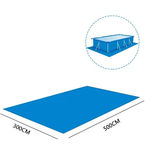 Heavy-Duty Pool Ground Cloths, 9.84ft x 16.40ft, Waterproof PE Pool Mat, Rectangular Pool Liner Pad Tarp, Suitable for Frame above Ground Pools Inflatable Top Ring Swimming Pools, Blue