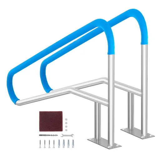 Pool Handrail 2 PCS 55 x 32 inch Stainless Steel with Base Plate