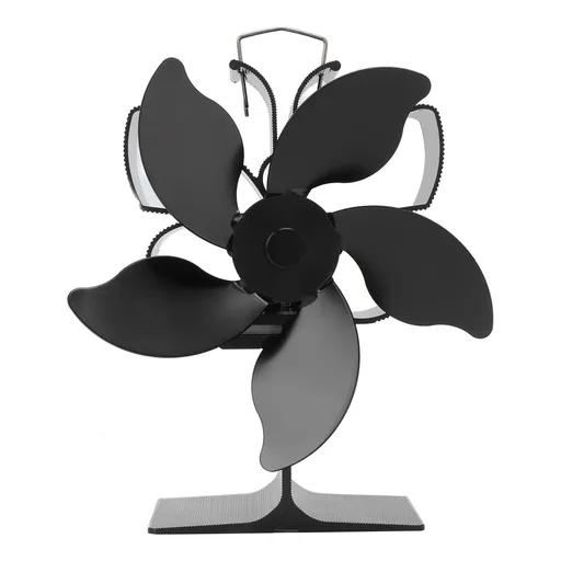 Heat Powered Fireplace Fan Black Stove Fan 5 Blades Thermal Power High Temperature Proof Eco Friendly Energy Saving