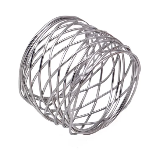 6pc Handmade Round Mesh Napkin Rings Holder for Dinning Table Parties Everyday, Set of 6 (Silver)