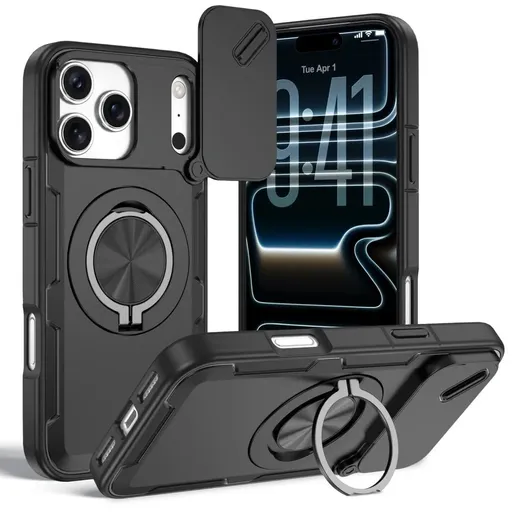 2-in-1 Magnetic Sliding Lens Case, Black for iPhone 17 Pro Max