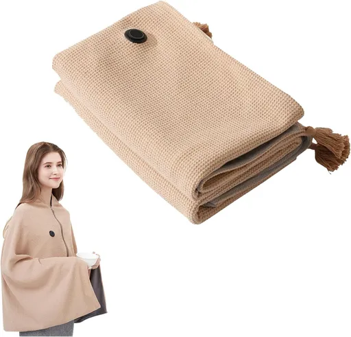 Portable Heated Shawl Blanket, Heated Shawl & USB Powered Winter Blanket Wrap with Soft Zipper Design and 3 Heating Levels for Outdoor and Home Use