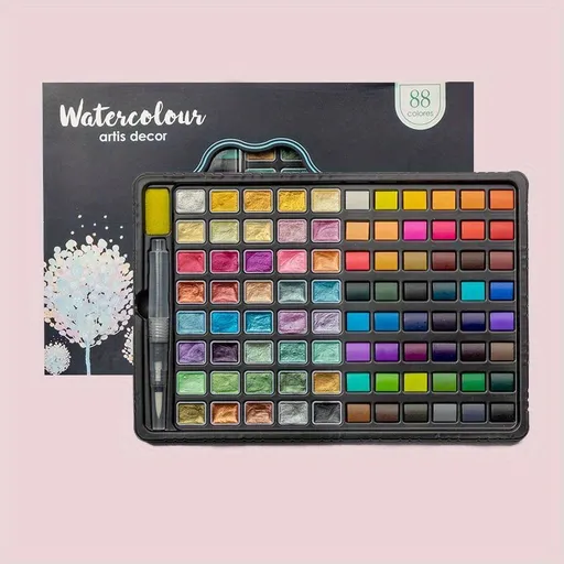 88 Color Watercolor Solid Watercolor Paint Portable Watercolor Set Watercolor - Multi-color - Size 48 colors