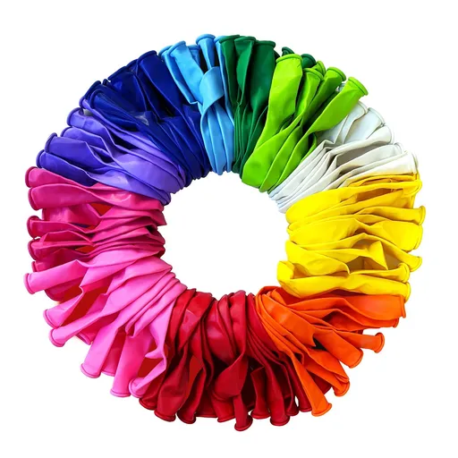 Balloons Rainbow Set (100 Pc), Assorted Bright Colors, Made with Strong Multi-colored Latex for Helium or Air Use Kids Birthday Party Decoration Accessory