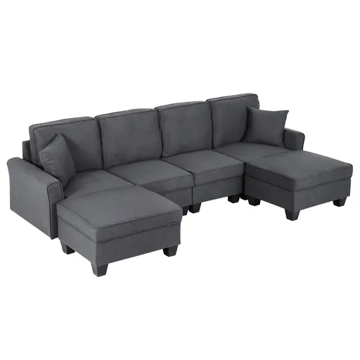 Artiss Modular Sectional U Shaped Storage Sofa Couches for Living Room Grey