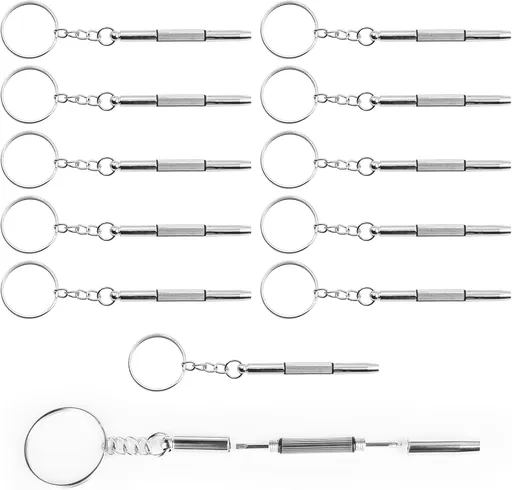 12 Pcs Keychain Eyeglass Screwdriver 3 in 1 Screwdriver Key Steel Eyeglass Screwdriver Eyeglass Screwdriver Repair Kit with Keychain Portable Screwdriver Hand Tools