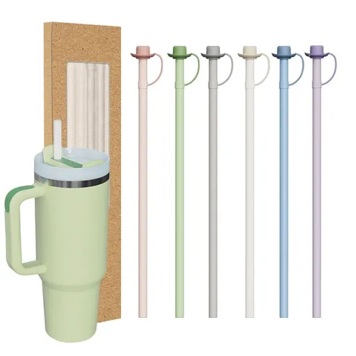 Colorful Food-Grade Silicone Straws Compatible with Stanley Tumbler, Reusable Bendable Drinking Straws with Cute Dust-Proof Cap, Ideal for Everyday Hydration with Lid Cups, Fun and Eco-Friendly Straw Set (Hat style, Purple(6PCS))