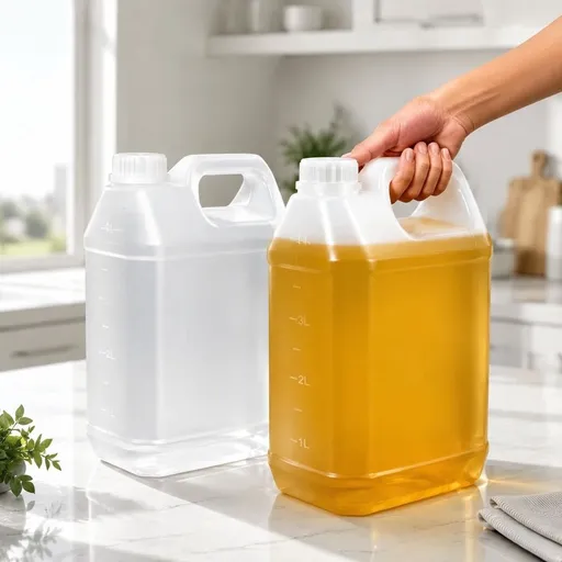 1 Gallon Plastic Water Jug with Measurement Markings, Heavy Duty HDPE Empty Liquid Storage Container with Screw Cap & Handle for Oil, Water, Cleaning Solutions