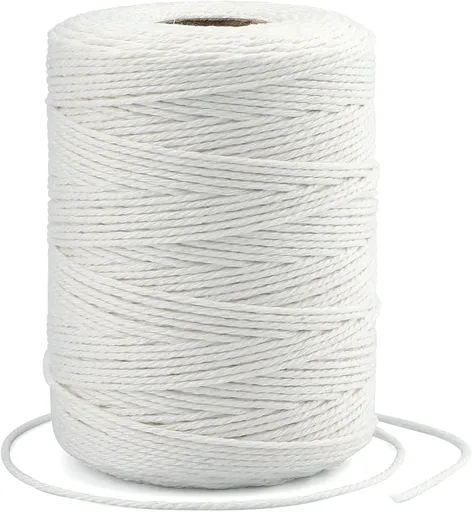 White String, 2MM 656 Feet White Cotton String, Cotton Bakers Twine for Meat, Roasting, Gift Wrapping, Gardening, Macrame, DIY Art & Crafts (200M/218Yard,12Ply)
