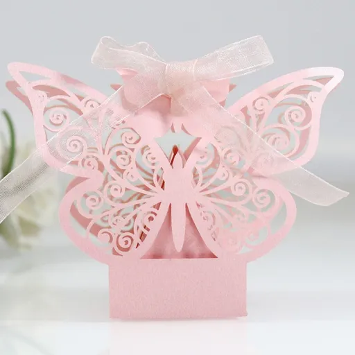 50PCS Butterfly-Pattern Paper Cut Carton Wedding Favor Sugar Chocolate Boxes Wedding Decoration for Wedding Birthday