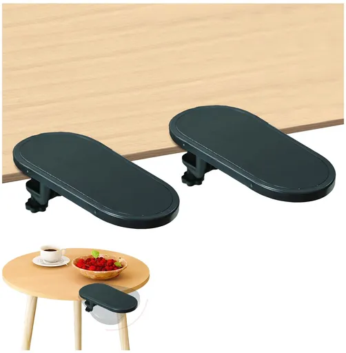 Set of 2 ergonomic armrests for desks - Armrest - Wrist rest - Adjustable wrist rest for computers and laptops - Universal comfort - Shoulder and wrist relief - For working from home and in the office - black