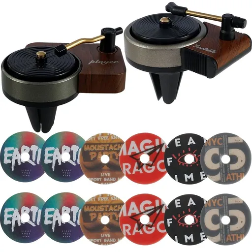 2Pcs Car Air Freshener Record Player Retro Car Air Diffuser with Clip Record Player Shape Car Aromatherapy Tablets for Car Home Office