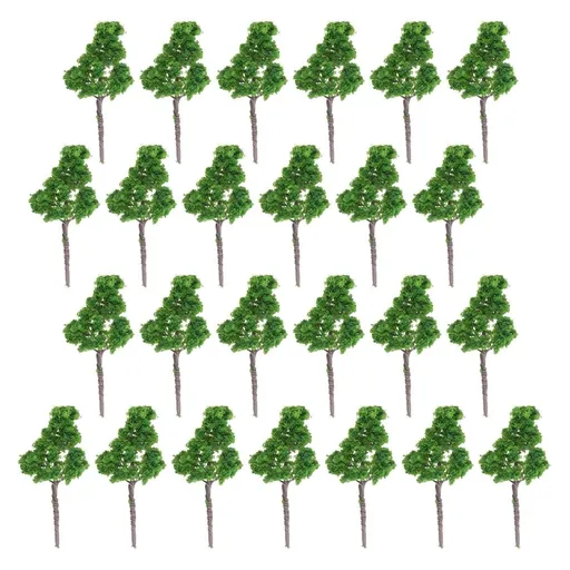 25 Pieces Mini Green Tree Figurines Plastic Decorations for Classroom, Party, and Home Use