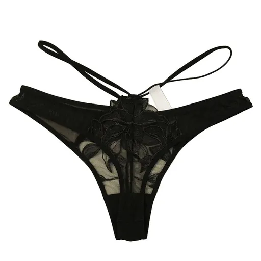 House Of Dasein Sexy Women's Underwear Thin Breathable Embroidered Lace Panties Hip-Lifting Low-Waist Plus-Size Thong - Black - Xxl
