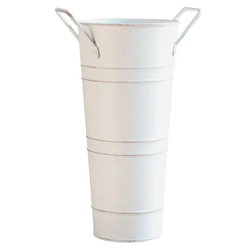 Umbrella Stand Holder Metal Umbrella Bucket Freestanding Metal Floor Vase for Entryway Porch Indoor （white）