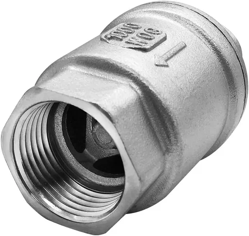 Stainless 1 NPT Threaded Check Valve Non Return One Way Horizontal Vertical Inline Water Spring Check Valve for Well, Pump, Tank, Backflow Prevention