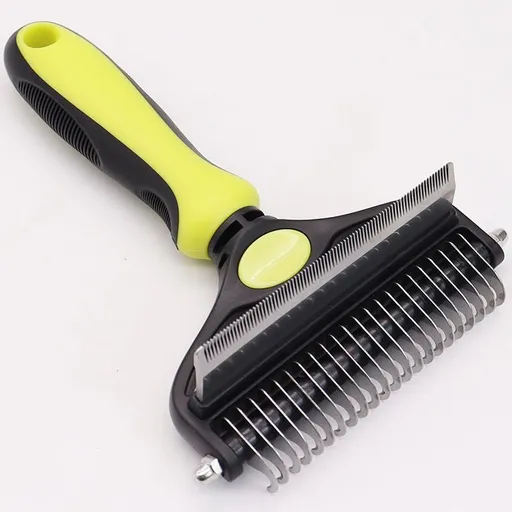 Pet Hair Remover Brush Double-Sided Pet Brush Pet Grooming Tool Dog Brush Cat - Neon Yellow - Size Small size -fine teeth 67