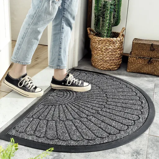 Rubber doormat - Semi-circular - Outdoor Anti-slip Washable Doormat - Rain - Outdoor - Indoor doormat - Dark gray - Drying mat - 60 * 90 cm - cleaning mat - outdoor - hall - balcony