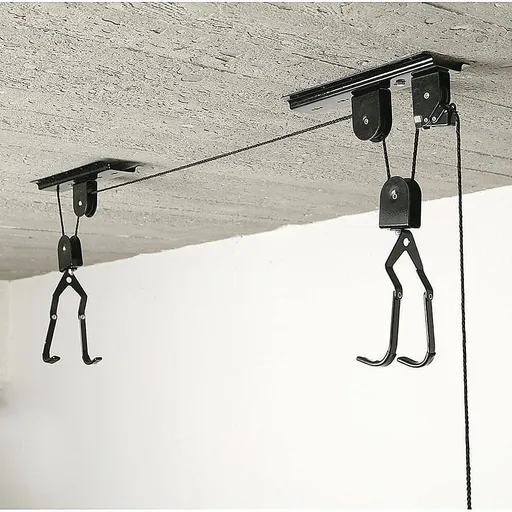 Heavy Duty Bike Hoist Pulley Lift – Garage Ceiling Bicycle Storage Rack w/ Lock