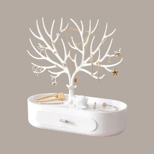 Jewelry Organizer Elk Shape Resin Earring Holder 9.64x4.92x10.22inch Coral Colour Display Stand and Storage Box