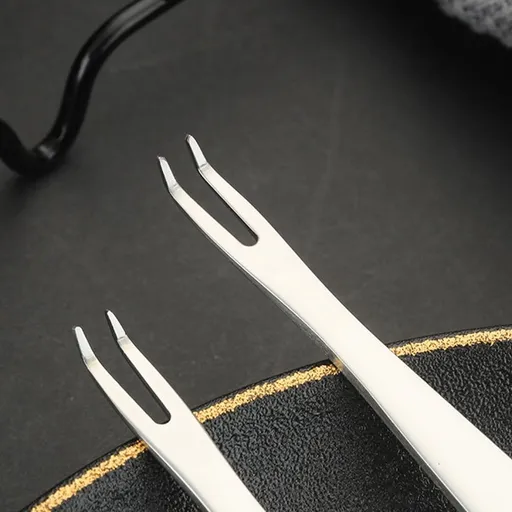 2Pcs Strong Stainless Steel Crab Eating Fork Tool with Anti Skid Grip for Household Seafood