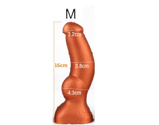 House Of Dasein Soft Huge Realistic Dildo Silicone Cock And Balls Dong Gold Black Penis - Golden M - M