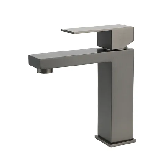 Gun Metal Square Cubic Basin Mixer Faucet Hot Cold Tap Kitchen Laundry Vanity Set