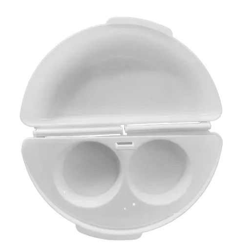 Microwave Egg Cooker,2-Cavity Non-Stick Omelet Maker with Hinged Lid,Quick Breakfast Cooking Pan for Kitchen and Dorm,Food-Grade Plastic Egg Poacher Tool,White 9.84x5.12x2.36in
