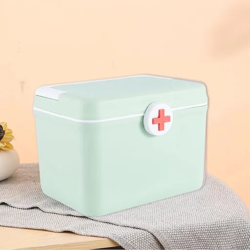Portable First Aid Kit - Compact Emergency Medical Bag for Minor Cuts, Scrapes, Sprains & Burns - Plastic Medicine Organizer with Handle - Home, Car, Travel, Camping, Outdoor Emergency Supply