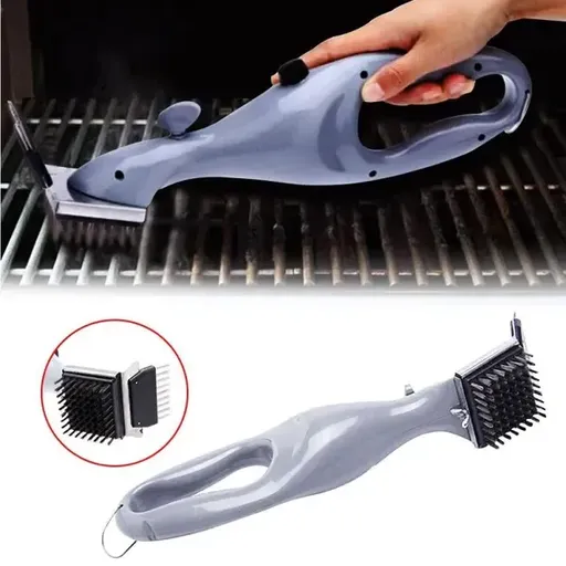 Steam Grill Cleaning Brush, 360-Degree Stainless Steel Bristle BBQ Cleaner for Gas, Charcoal and Electric Grills, Grey