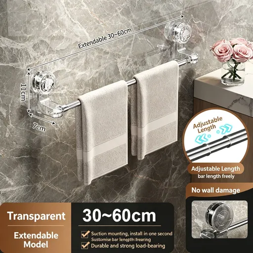 Drill-Free Wall Mount Slipper Storage Rack, Hanging Water Drain Shoe Shelf For Bathroom Behind Door, Clear Transparent Retractable Type, 30-60cm, Minimalist Home Organiser