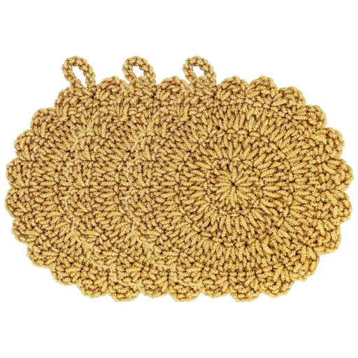 Golden Polyester Dish Washing Towels 3pcs for Kitchen Use