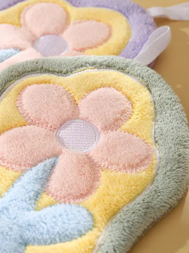 2PC Soft Quick Dry Tulip Pattern Hand Towel – Super Absorbent Modern Floral Design for Kitchen and Bathroom, Travel Essentials, Home Towel(Green+Purple)