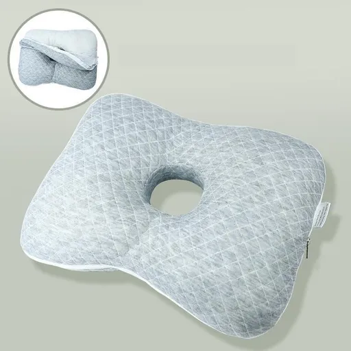 Ear Hole Pillow Plaid Grey [Removable Washable Inner Core]