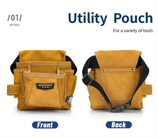 Yellow Gray adjustable tool belt, tool carrying belt, tool storage organizer, tool belt for professionals, DIY tool belt, waist tool pouch, worksite accessories