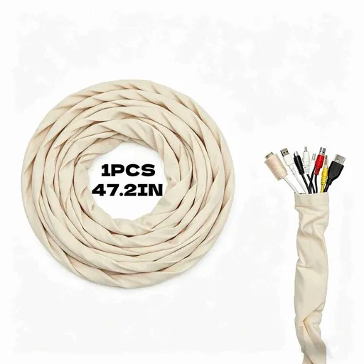 Fabric Cord Cover, Decorative Linen Cable Sleeve for Chandelier Chain Lamp Wires TV Cords & Home Cable Management(120x14cm/47.2x5.5in, Beige)