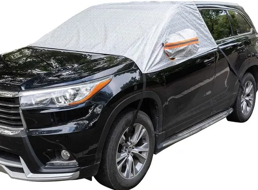 Windshield Cover - Car - Winter - Windshield Cover Mount Foldable Cover Car Windshield for Snow, Ice, Frost, Dust, Sun - Silver - For Most Cars & SUVs - Aluminum Film Composite Spunlace Cotton - 230*148cm