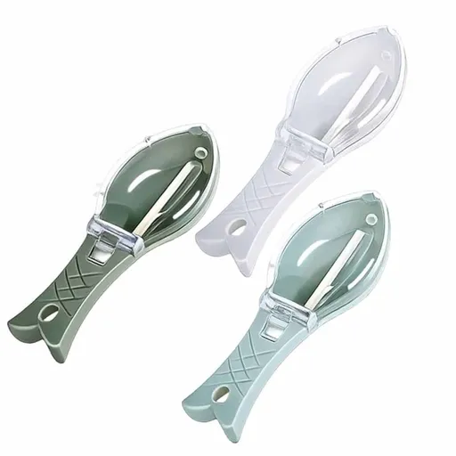 Portable Fish Scale Peeler, Manual Fish Scaler Remover with Collection Box and Protective Cover, Fast Descaler Scraper Tool for Kitchen Seafood Cleaning, 3-Pack for Clean & Tidy Home Prep