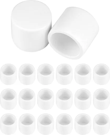 PVC Pipe End Cap Fitting, 20 Pack 1/2" Furniture Grade SCH40 Pipe Plug Socket Fitting, External End Cap, White