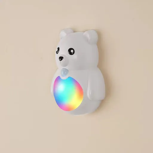 Adorable 3D Cartoon Bear LED Wall Light, Motion Sensor Night Light, Rechargeable, Magnetic Mount, No Wiring, Warm White & Rainbow Glow for Bedroom, Nursery, Bathroom, Hallway, Kitchen (White, 3PCS)