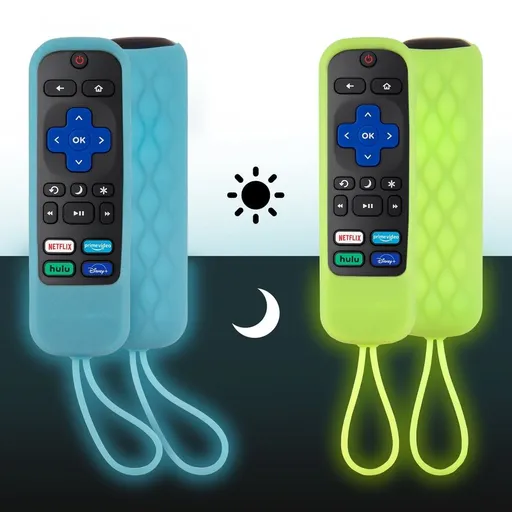 2 Remote Cover,Silicone Protective Case Compatible with (Luminous Green + Blue)