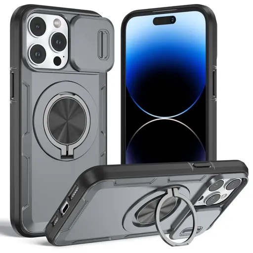 2-in-1 Magnetic Sliding Lens Case, Grey for iPhone 14 Pro Max