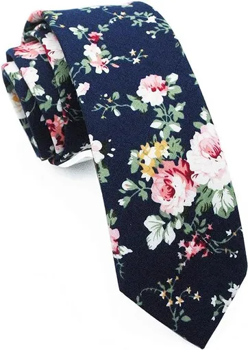 Mens Casual Skinny Floral Tie Combo Set with Flower Pocket Square Cotton Necktie Hand Made Tie set（2pcs）